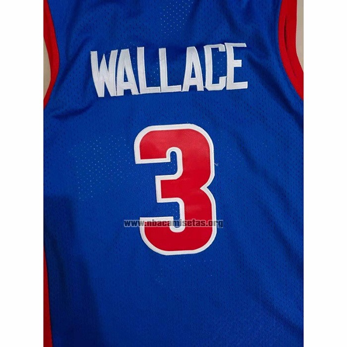 Camiseta Detroit Pistons Ben Wallace NO 3 Mitchell & Ness 2003-04 Azul